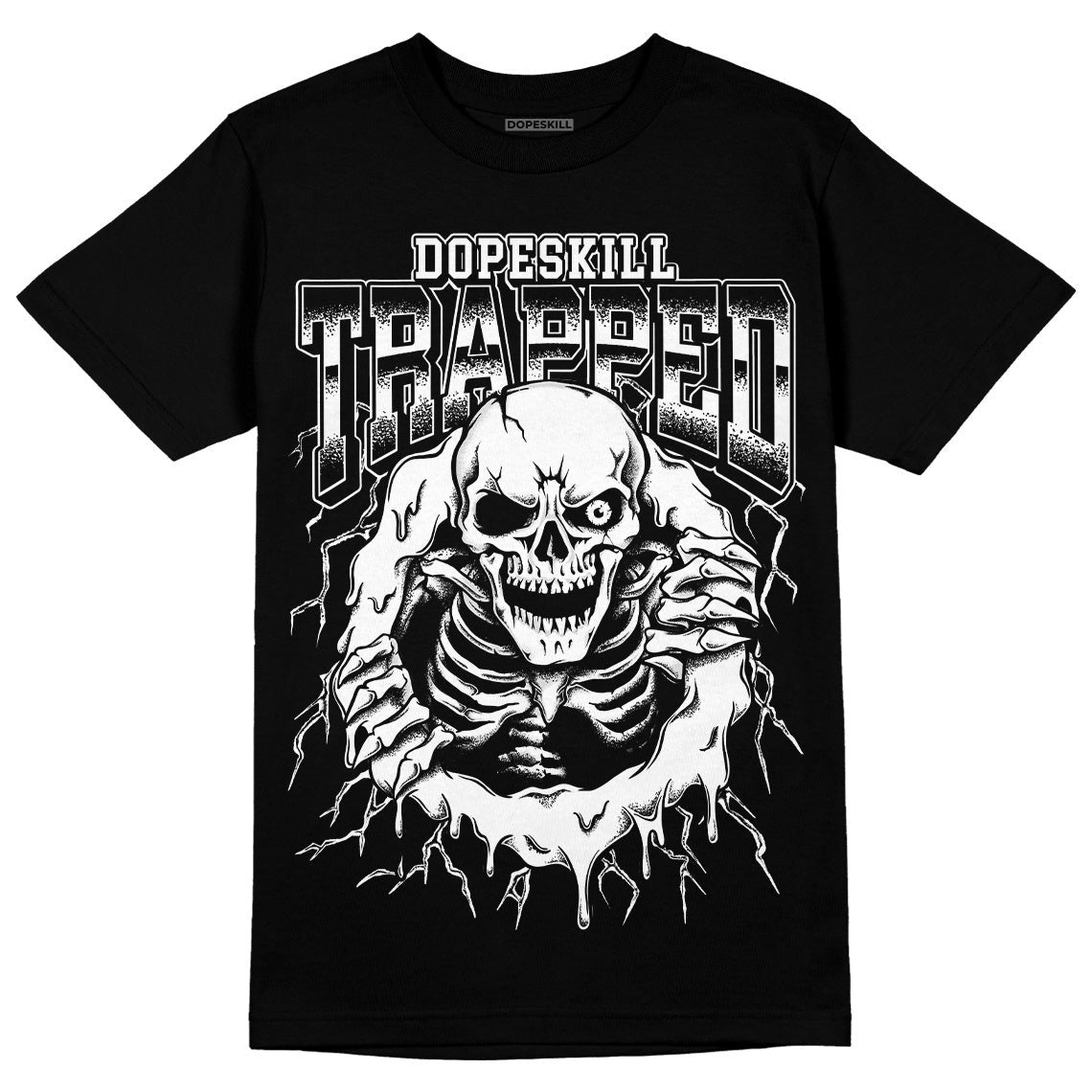 85 Black White 1s DopeSkill T-Shirt Trapped Halloween Graphic