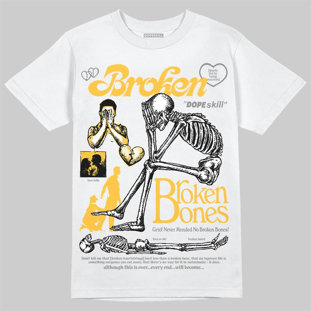 9060 Varsity Gold DopeSkill T-Shirt Broken Bones Graphic