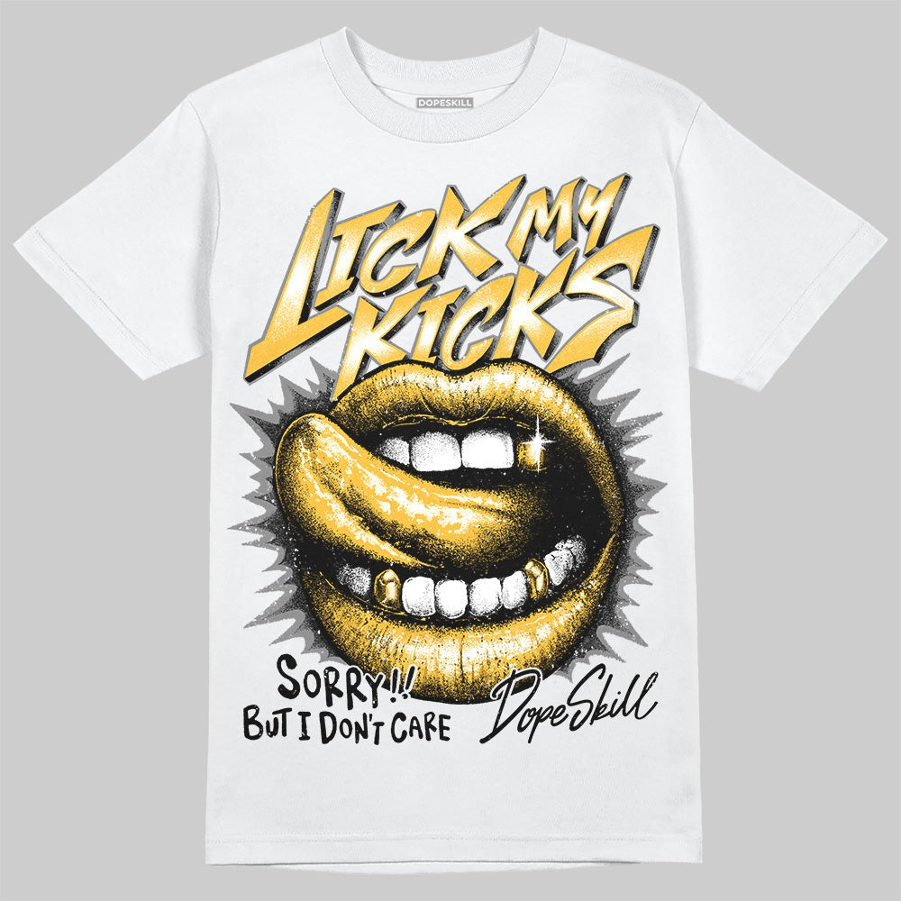 9060 Varsity Gold DopeSkill T-Shirt Lick My Kicks Graphic