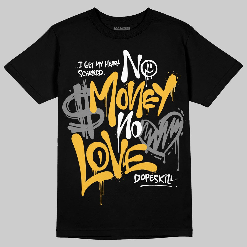 9060 Varsity Gold DopeSkill T-Shirt No Money No Love Typo Graphic