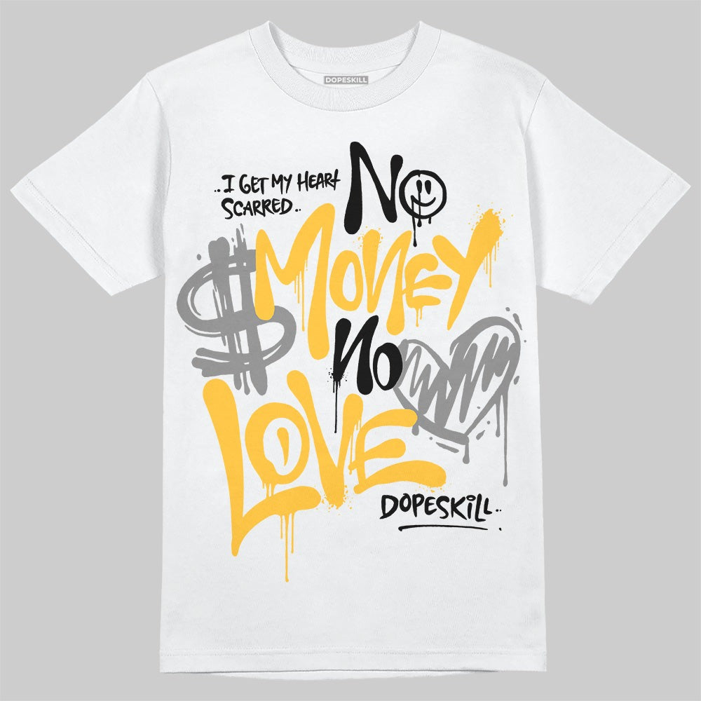 9060 Varsity Gold DopeSkill T-Shirt No Money No Love Typo Graphic