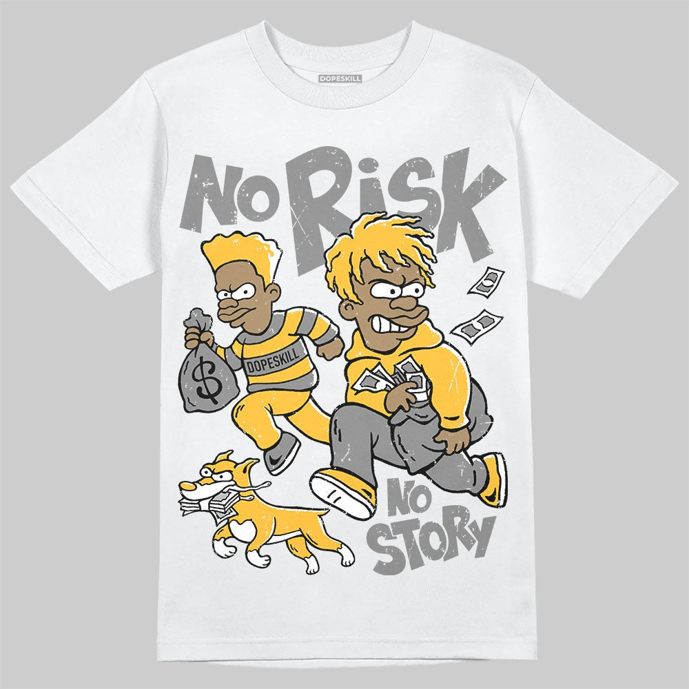 9060 Varsity Gold DopeSkill T-Shirt No Risk No Story Graphic