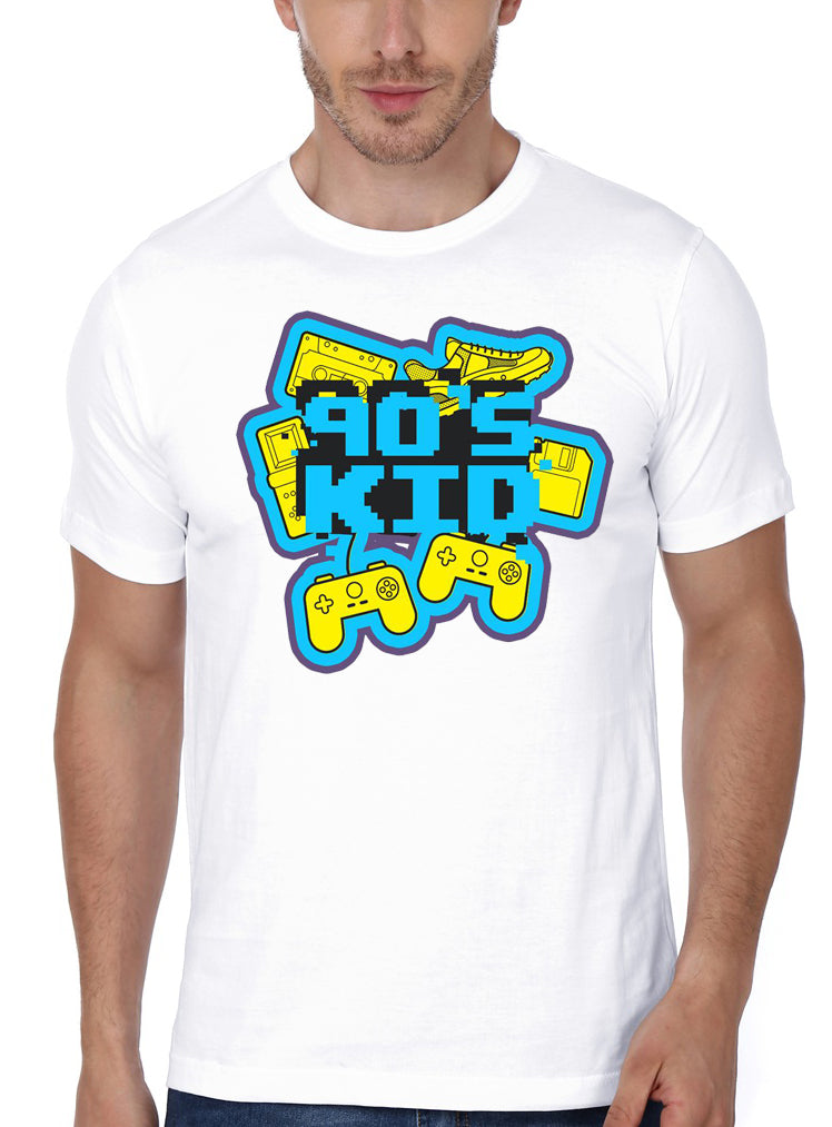 90â€™s Kids Half Sleeve White T-Shirt