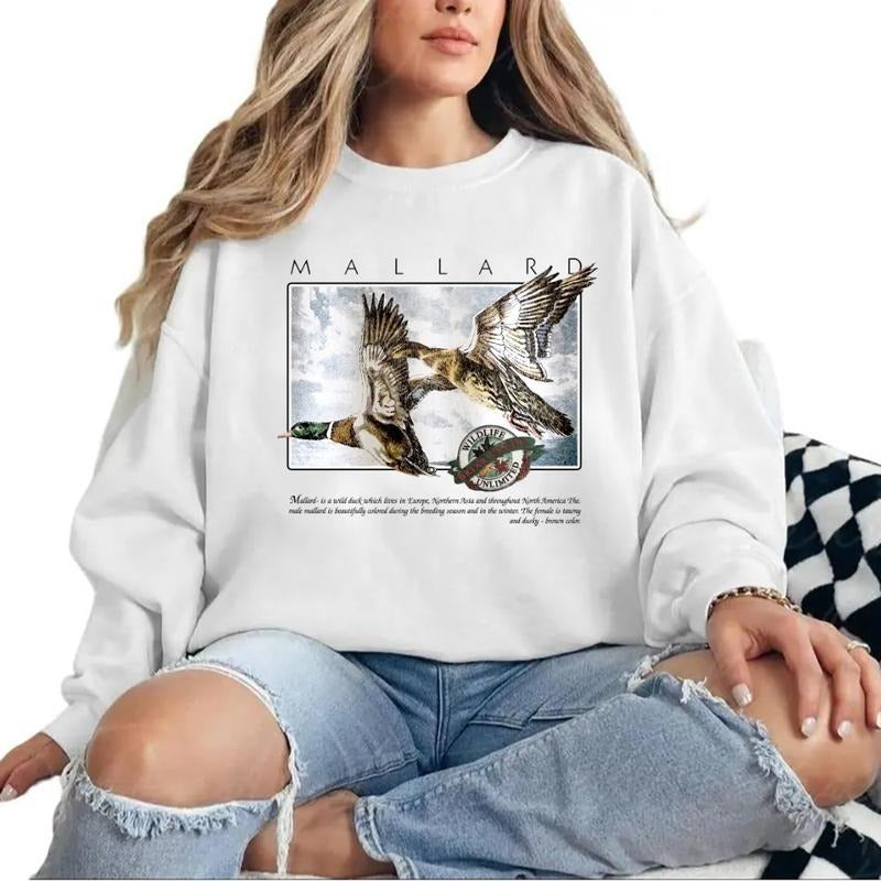 90s Mallard Ducks wildlife nature graphic Sweatshirt T-shirt Hoodie Unisex Cotton Menswear Polyester