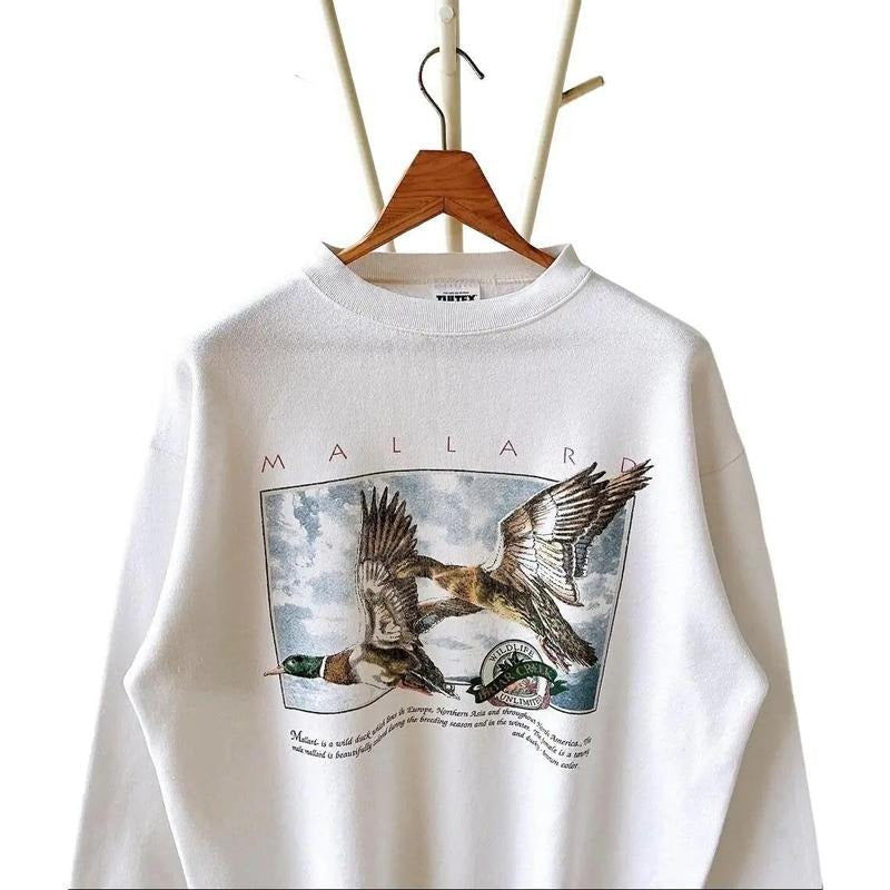 90s Mallard Ducks wildlife nature graphic Sweatshirt T-shirt Hoodie Unisex Cotton Menswear Polyester