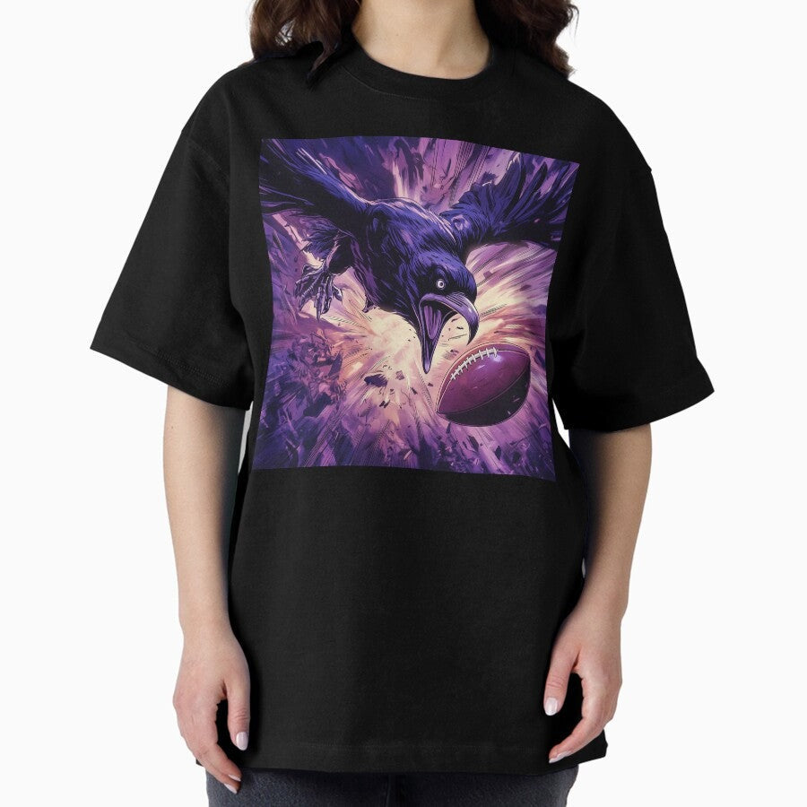 A Baltimore Raven going after the ball. Oversized T-Shirt