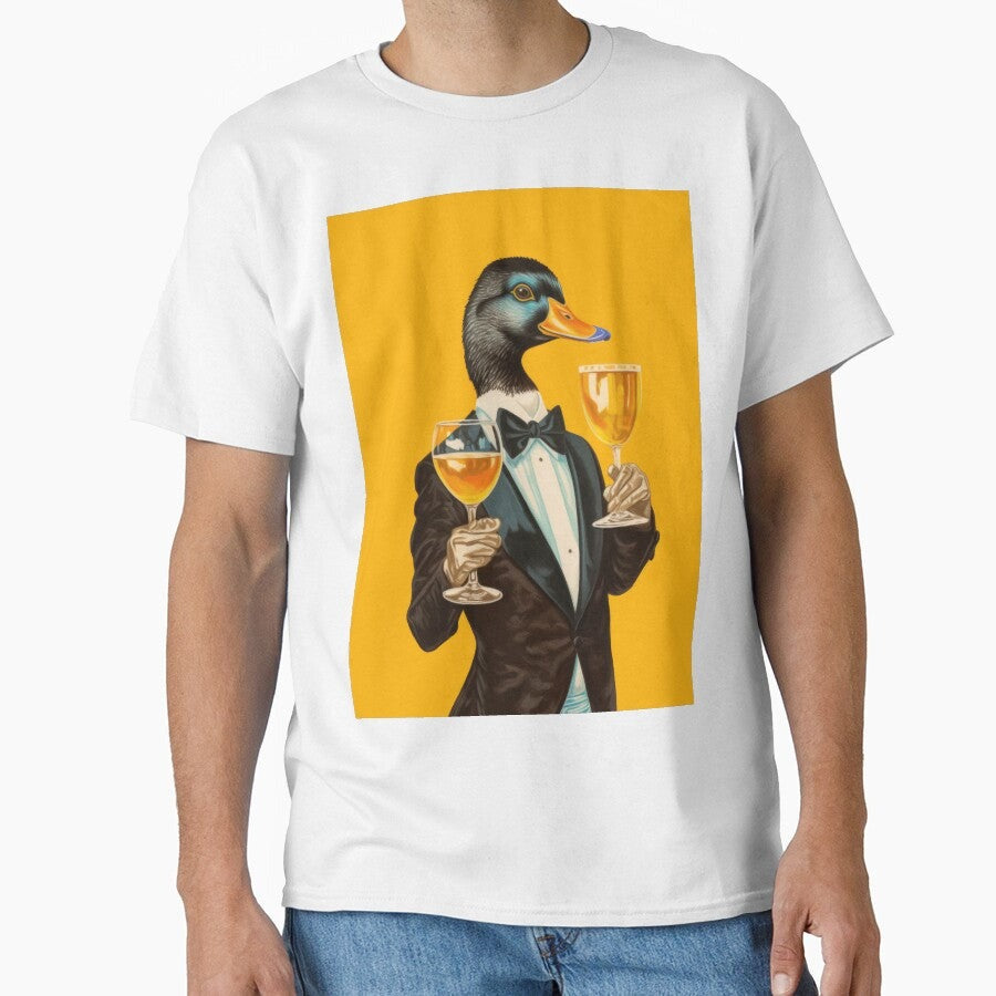 A Beautiful Bird In A Tuxedo And A Drink Classic T Shirt