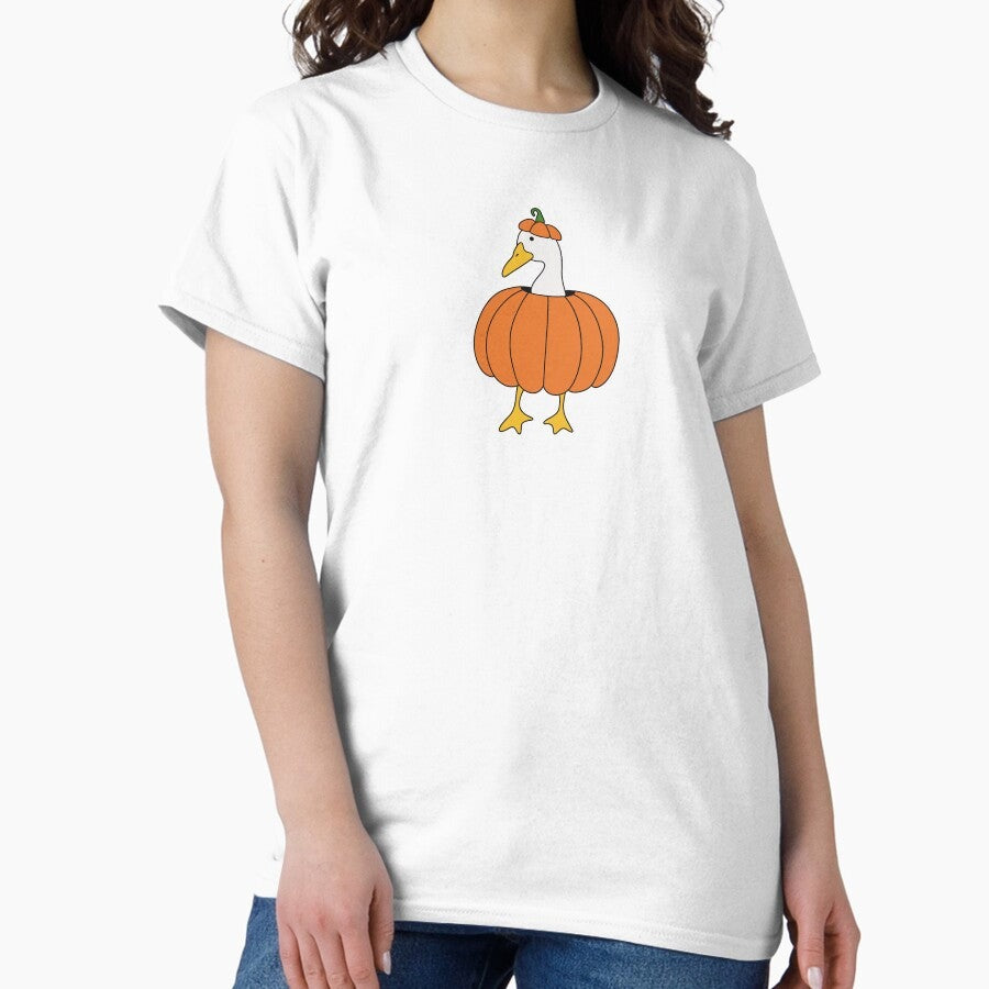 A Goose Dressed As A Pumpkin For Halloween Classic T Shirt