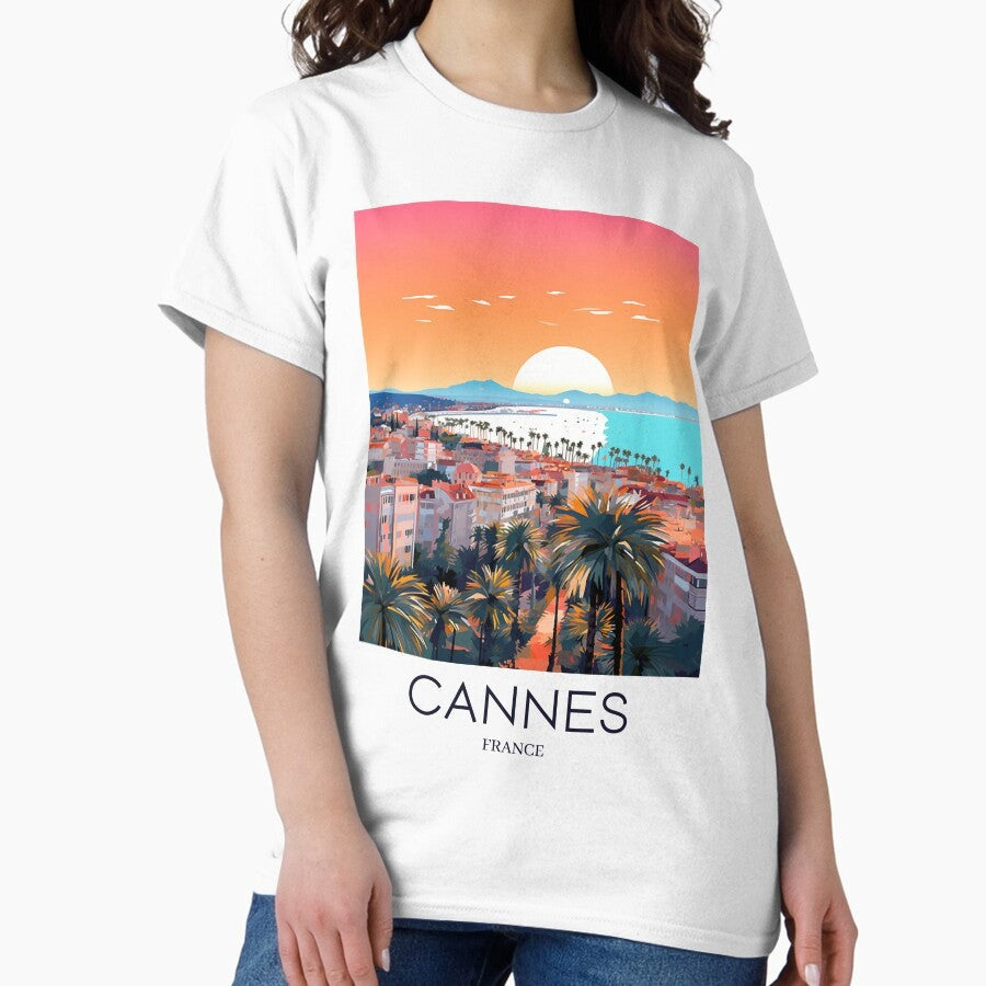 A Pop Art Travel Print Of Cannes France Classic T Shirt