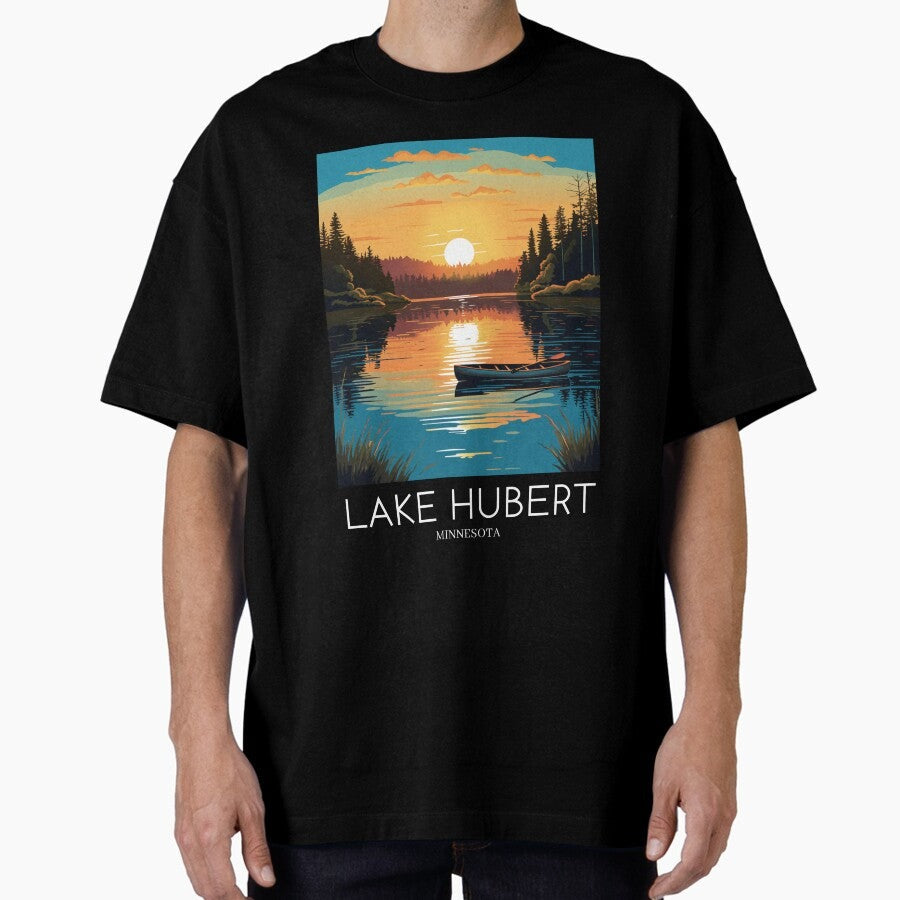 A Pop Art Travel Print Of Lake Hubert Minnesota Oversized T Shirt