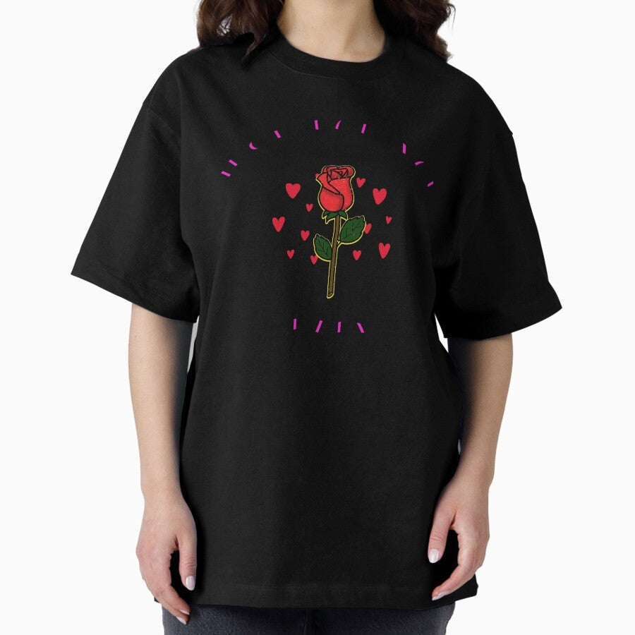 A Sentence Just For You Baby With A Rose And Hearts Oversized T Shirt