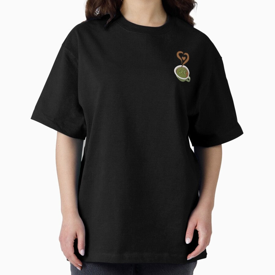 A Whole Latte Love Green Background Oversized T Shirt