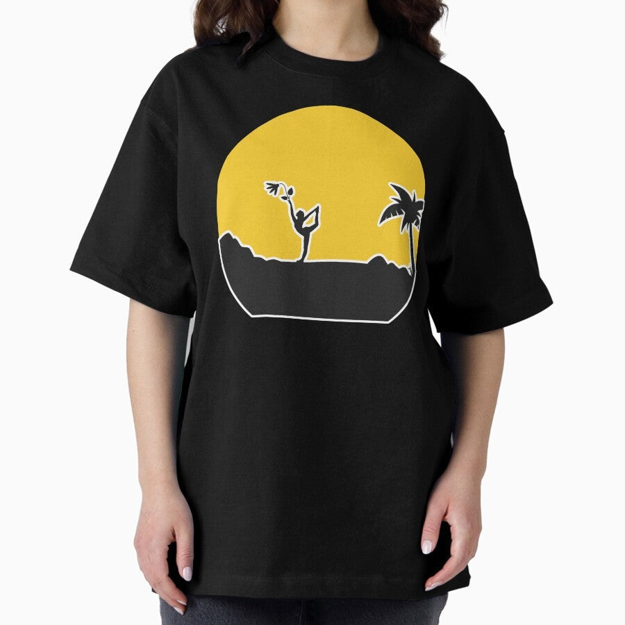 A Woman Doing Yoga In Relaxation Oversized T Shirt