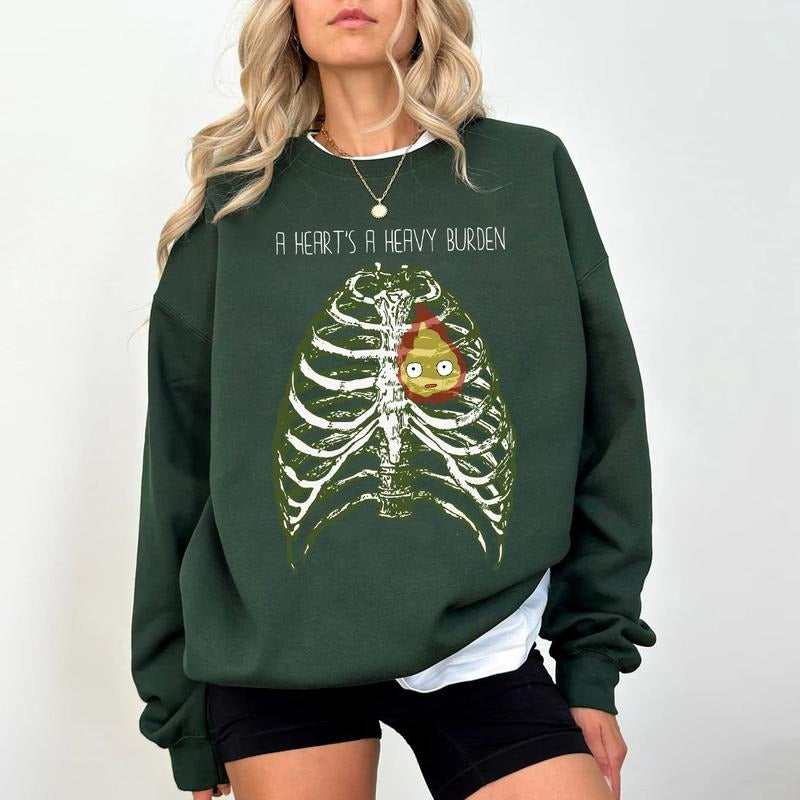 A heart's A Heavy Burden Sweatshirt, Ghibli Sophie Shirt, Howl and Sophie Shirt, Calcifer Fire Shirt, Howls Moving Castle Shirt, Calcifer Sweatshirt, Ghibli Calcifer Shirt, Ghibli Studios Shirt, A heart's A Heavy Burden Shirt, Trending Ghibli Shirt