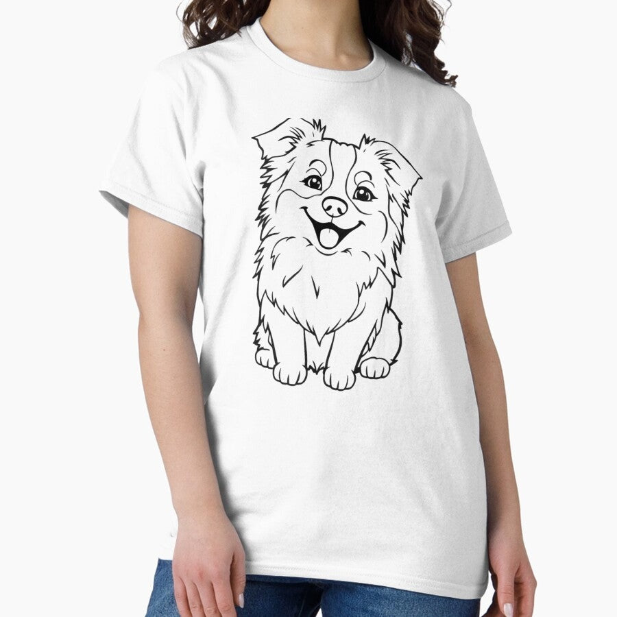 A joyful Australian Shepherd with a beautiful coat chasing a frisbee. Classic T-Shirt