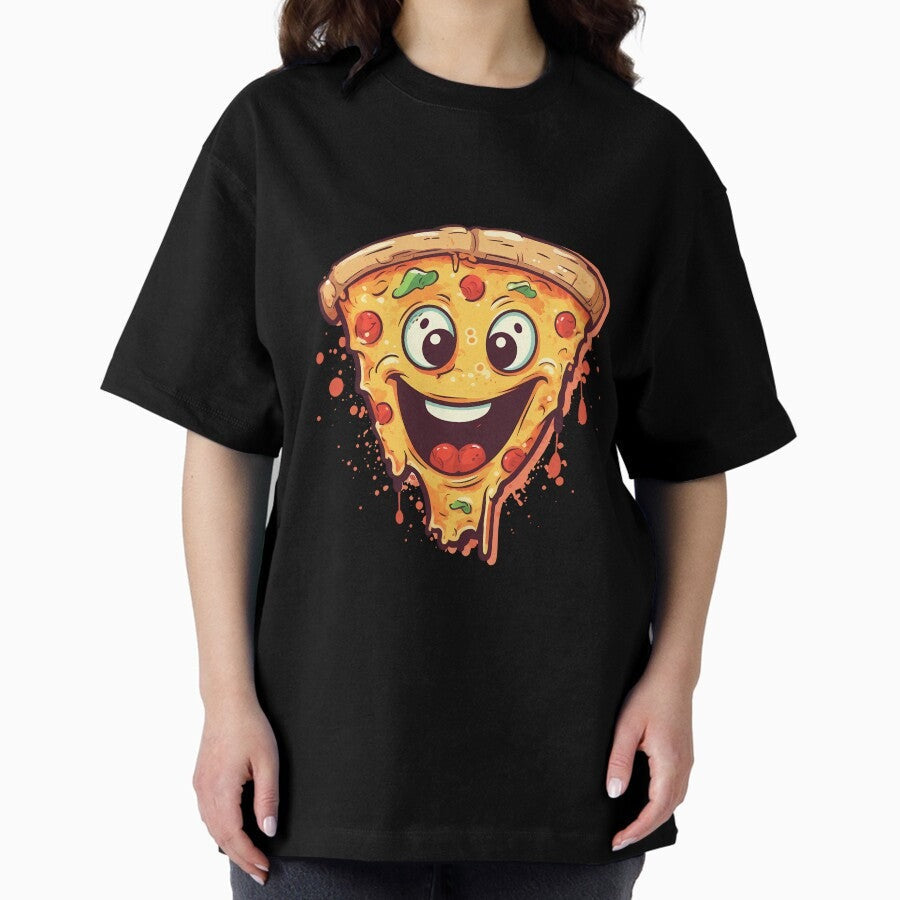 A smiling slice of pizza Oversized T-Shirt