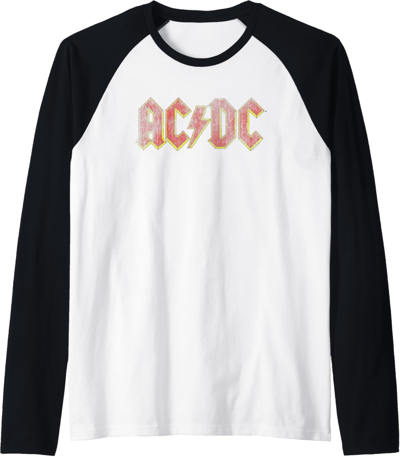 ACDC Distressed Red Logo Rock Music Band Raglan Baseball Tee