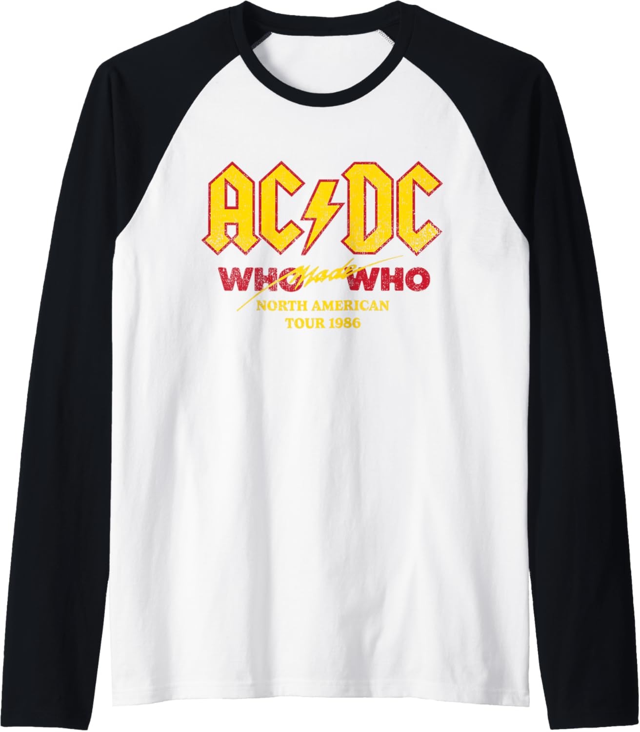 ACDC - Who Made Who North American Tour 1986 Raglan Baseball Tee