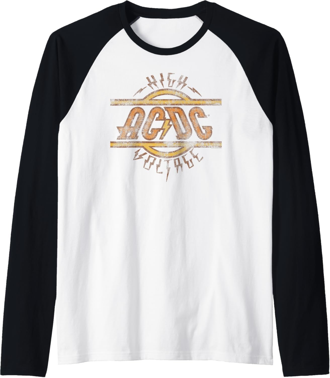 ACDC High Voltage Logo Distressed Rock Music Band Raglan Baseball Tee