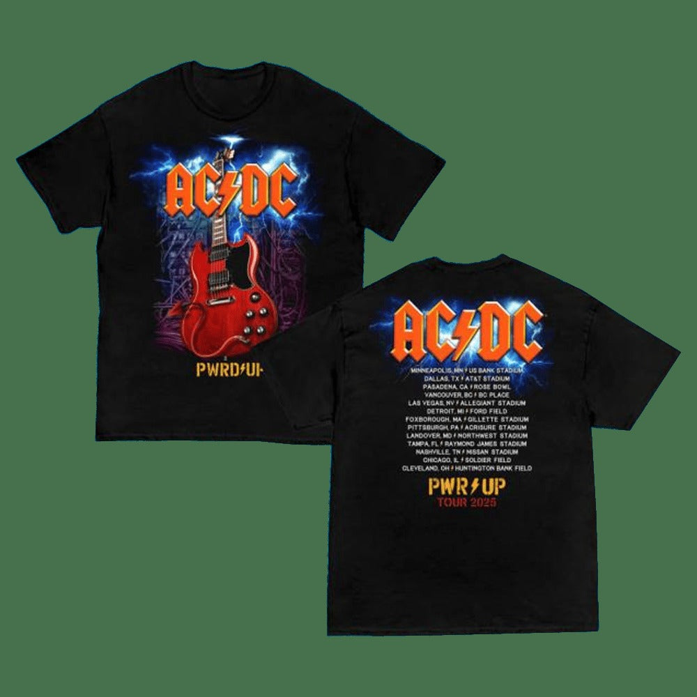 ACDC Merch Angus Gibson Pwr Up Tour T-Shirt Music Lover Gifts For Him