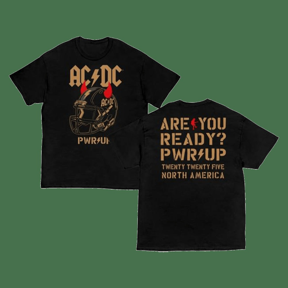 ACDC Merch Are You Ready Football Helmet Pwr Up Tour T-Shirt Best Gifts For Dad