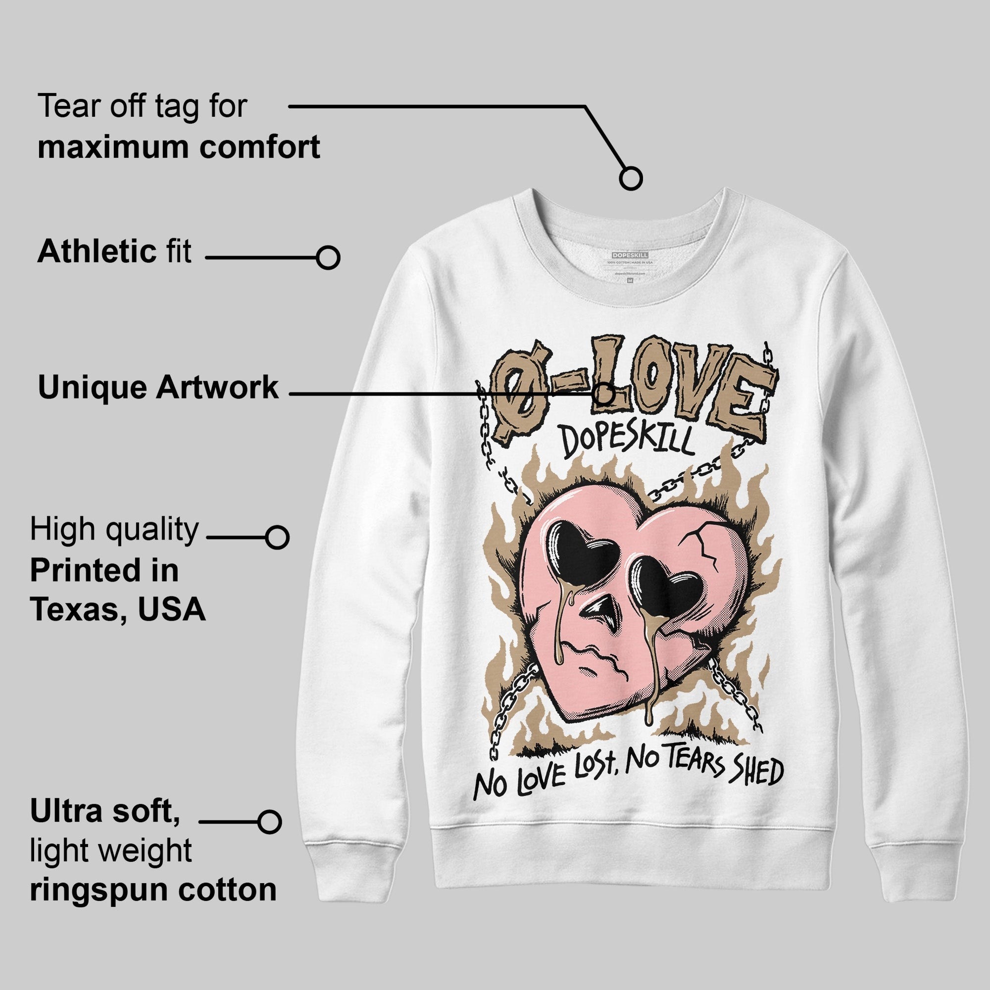 AIR FORCE 1 LINEN DopeSkill Sweatshirt Crying Heart Graphic