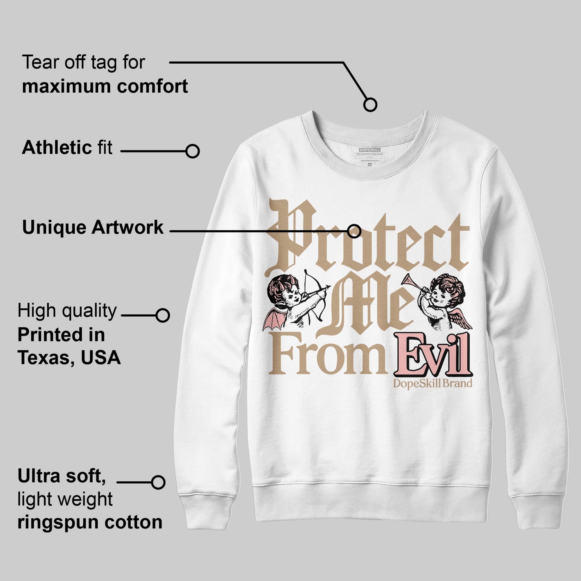 AIR FORCE 1 LINEN DopeSkill Sweatshirt Protect Me From Evil Graphic