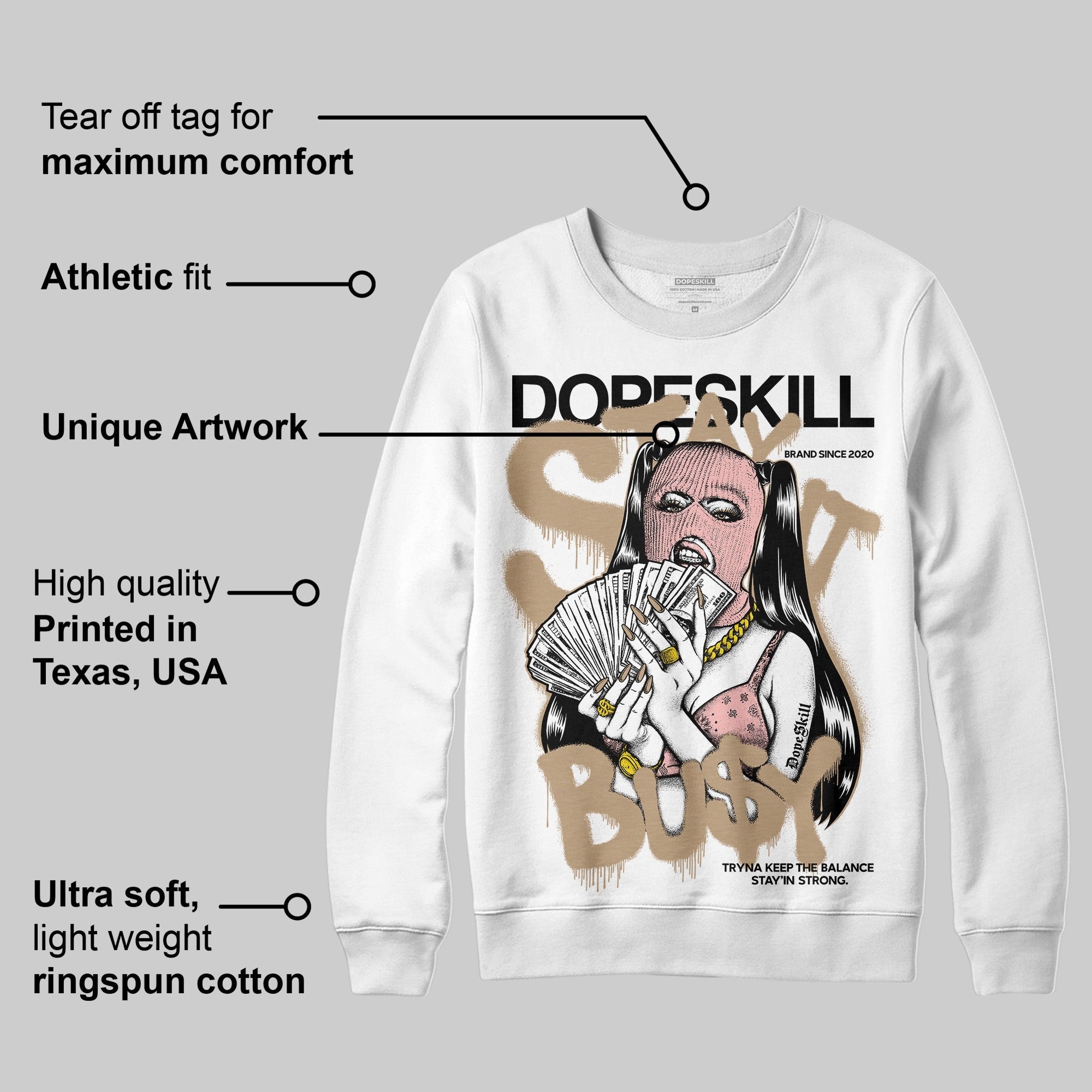AIR FORCE 1 LINEN DopeSkill Sweatshirt Stay It Busy Graphic