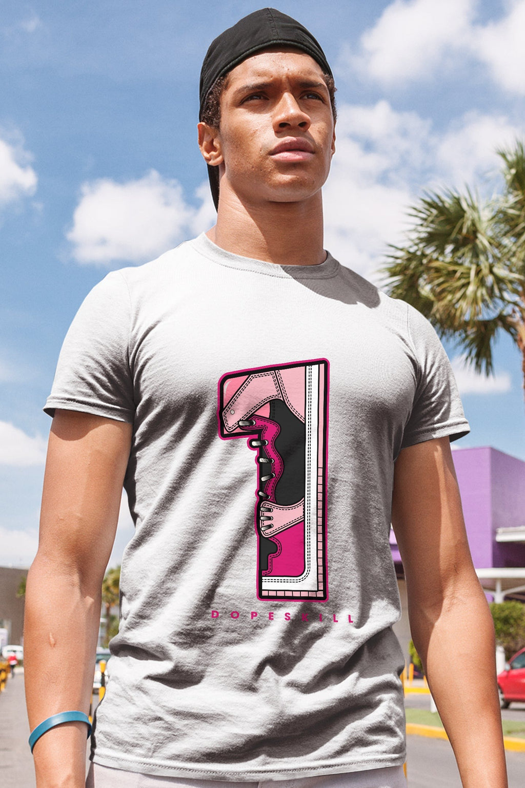 AJ 1 Mid Coral Chalk DopeSkill T-Shirt No.1 Graphic