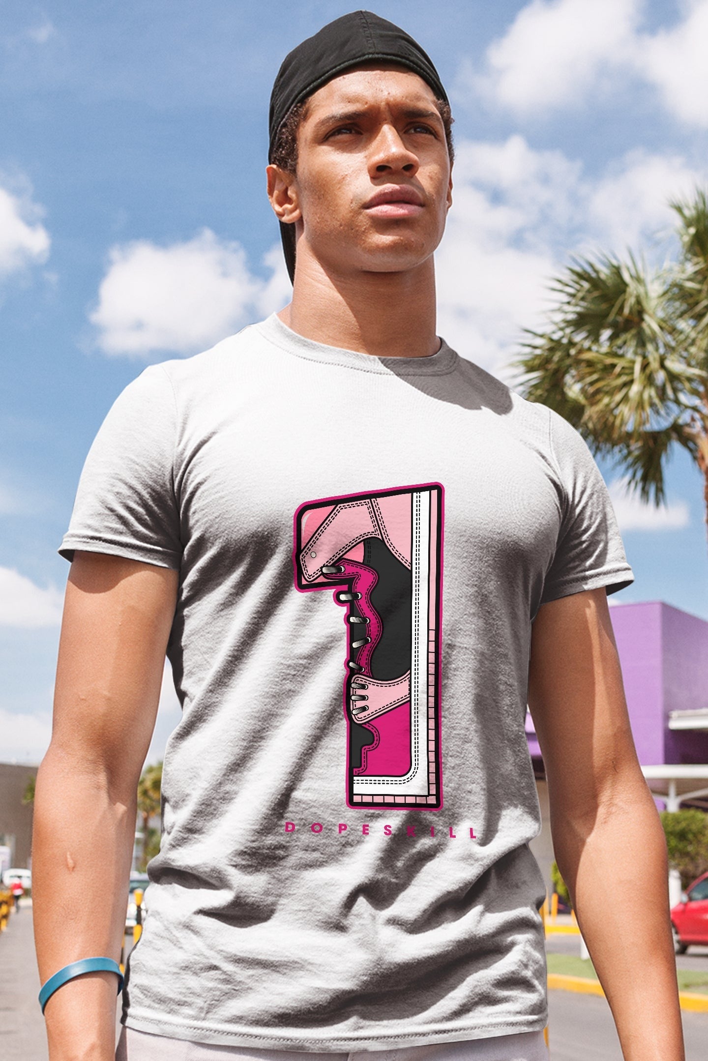 AJ 1 Mid Coral Chalk DopeSkill T-Shirt No.1 Graphic