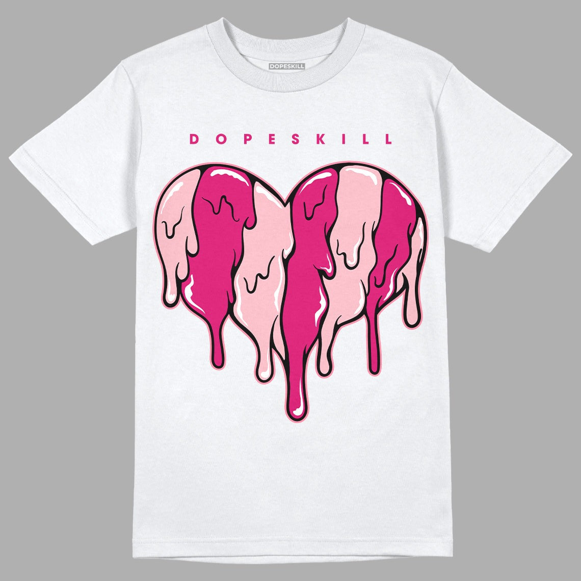 AJ 1 Mid Coral Chalk DopeSkill T-Shirt Slime Drip Heart Graphic