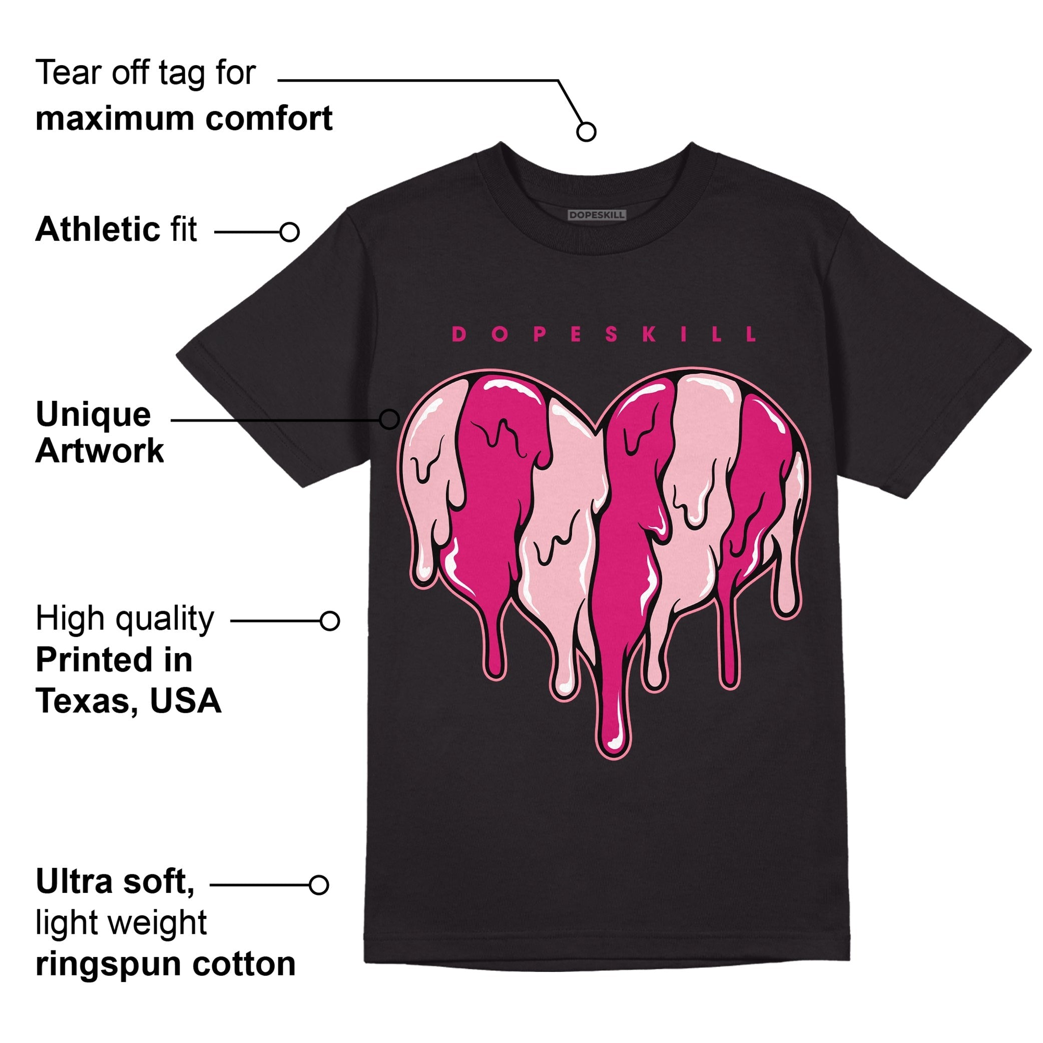 AJ 1 Mid Coral Chalk DopeSkill T-Shirt Slime Drip Heart Graphic
