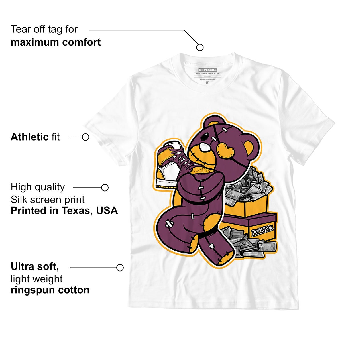 AJ 1 Retro High OG Brotherhood DopeSkill T-Shirt Bear Steals Sneaker Graphic