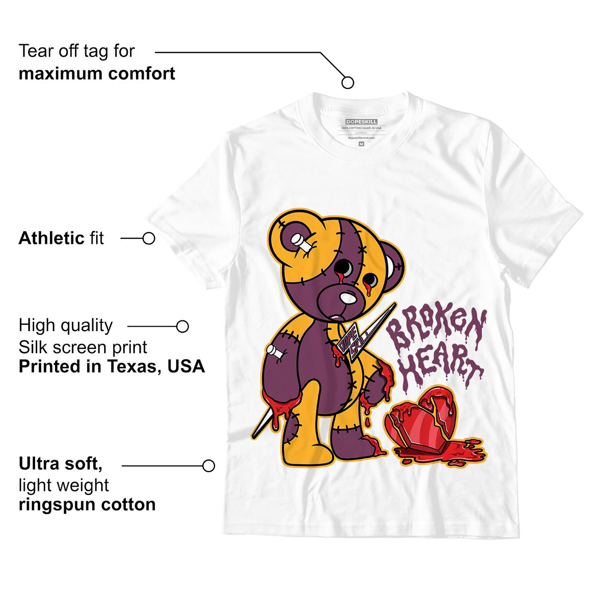 AJ 1 Retro High OG Brotherhood DopeSkill T-Shirt Broken Heart Graphic