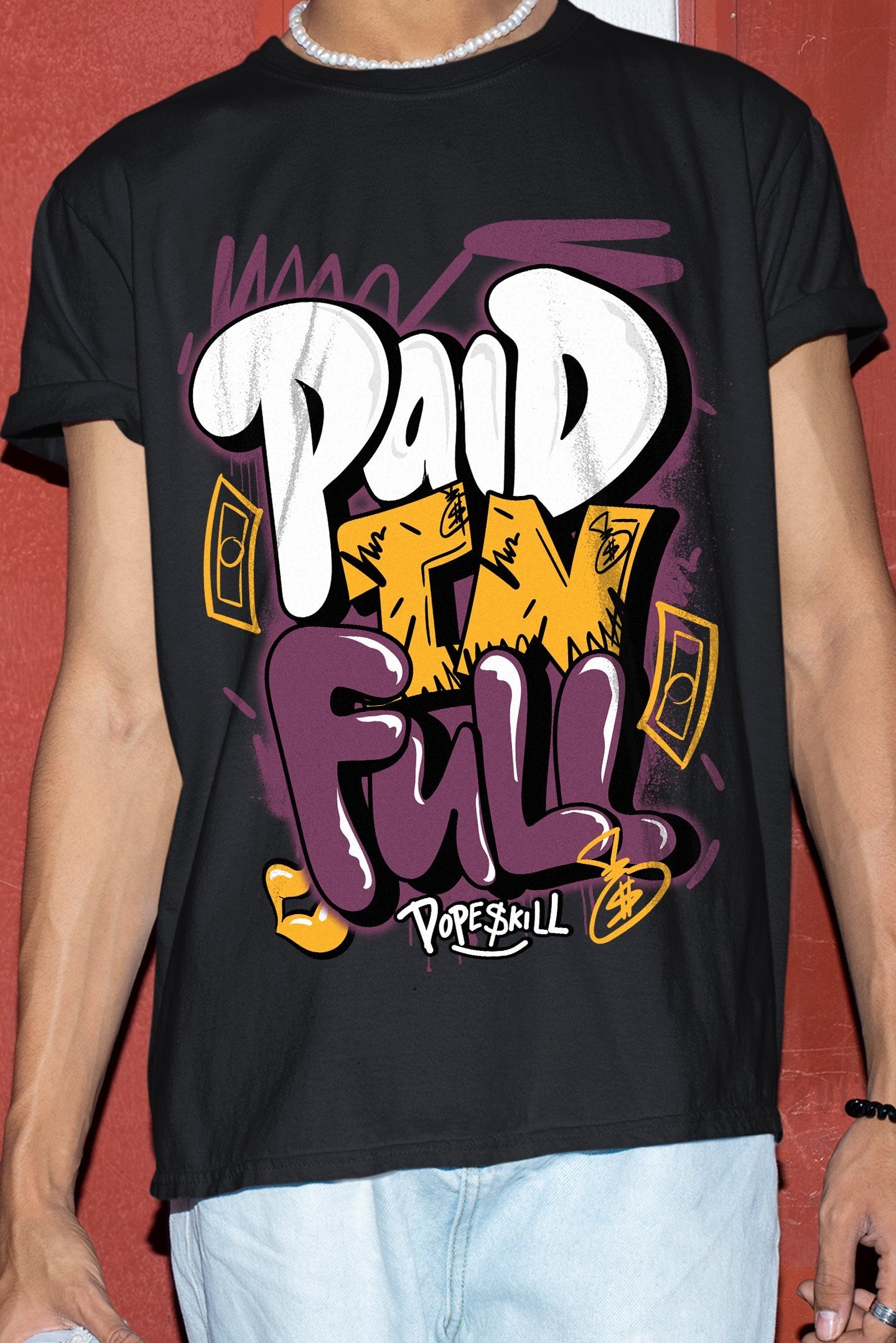 AJ 1 Retro High OG Brotherhood DopeSkill T-Shirt New Paid In Full Graphic