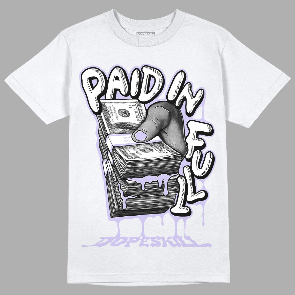 AJ 11 Low Pure Violet DopeSkill T-Shirt Paid In Full Graphic