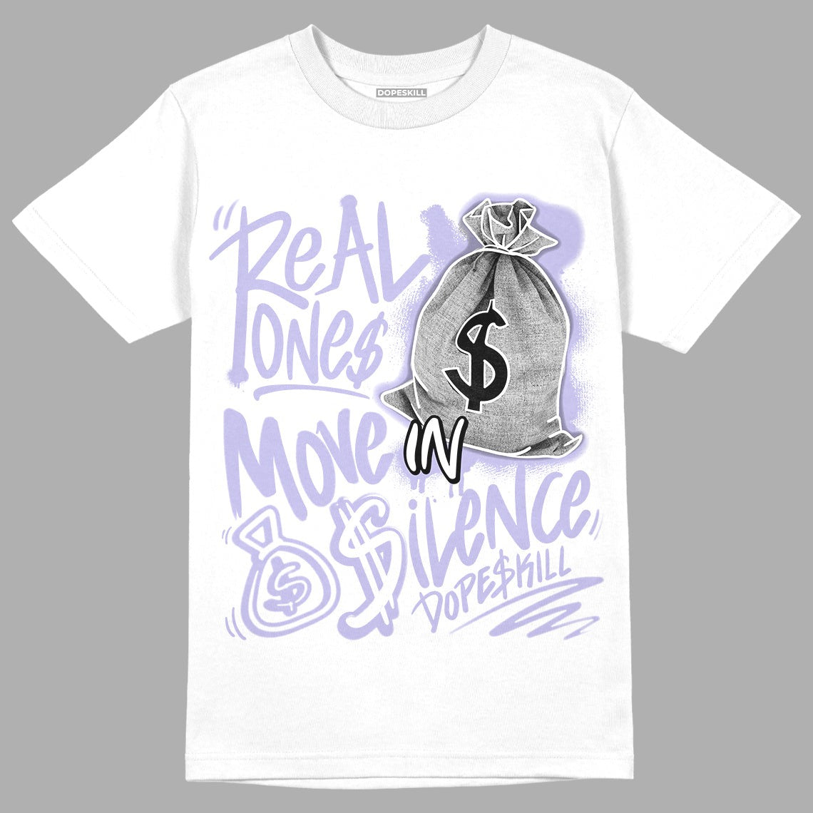AJ 11 Low Pure Violet DopeSkill T-Shirt Real Ones Move In Silence Graphic