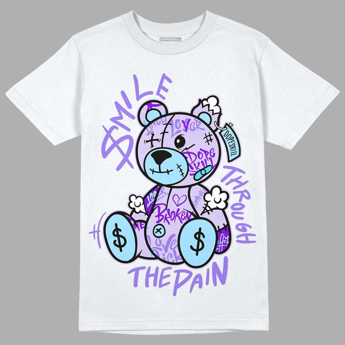 AJ 11 Low Pure Violet DopeSkill T-Shirt Smile Through The Pain Graphic