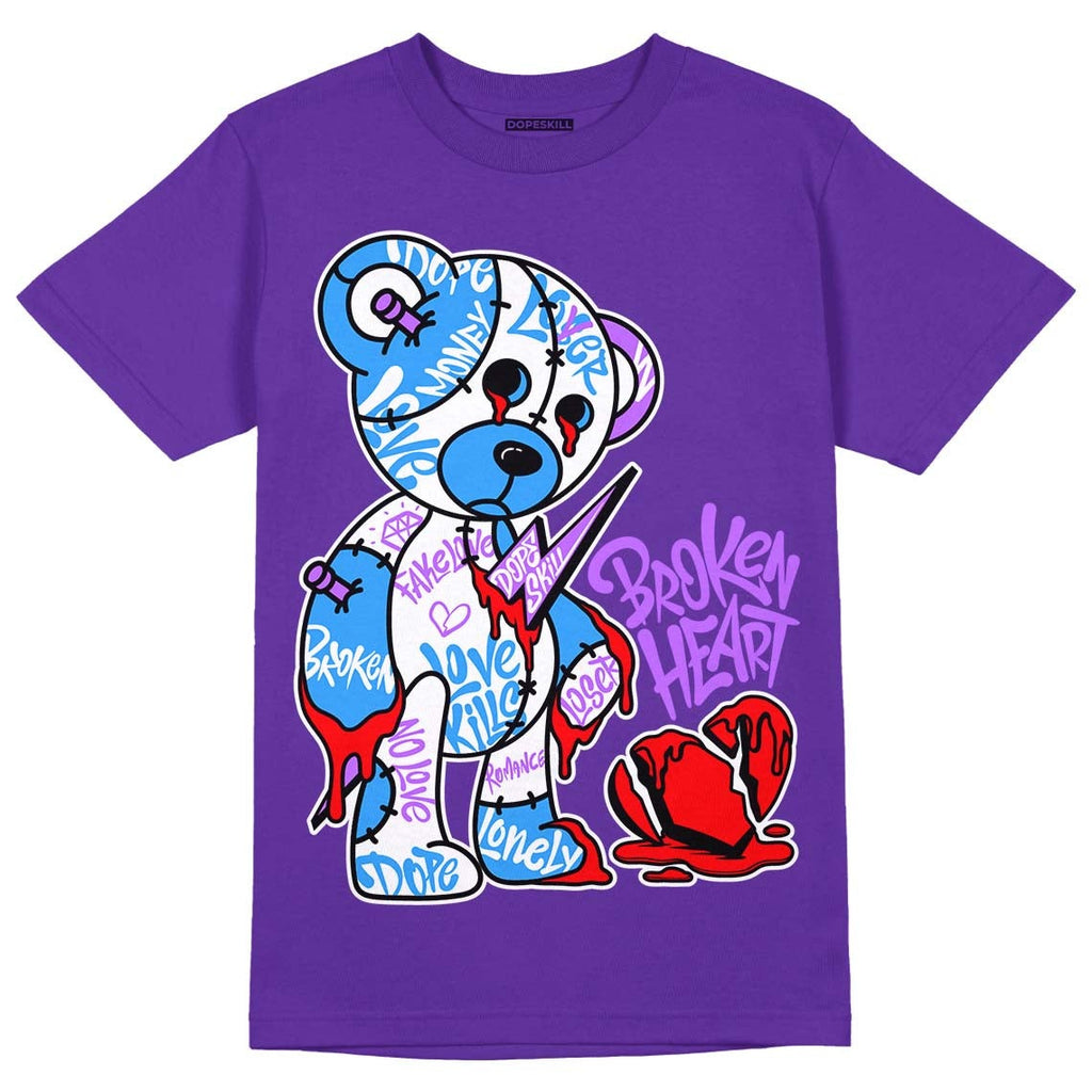 AJ 13 Court Purple DopeSkill Purple T-shirt Broken Heart Graphic