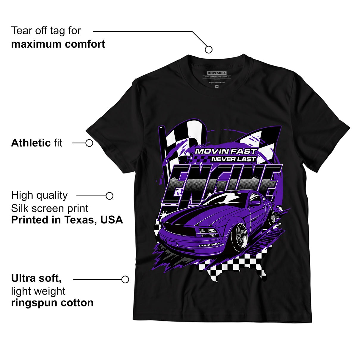 AJ 13 Court Purple DopeSkill T-Shirt ENGINE Tshirt Graphic