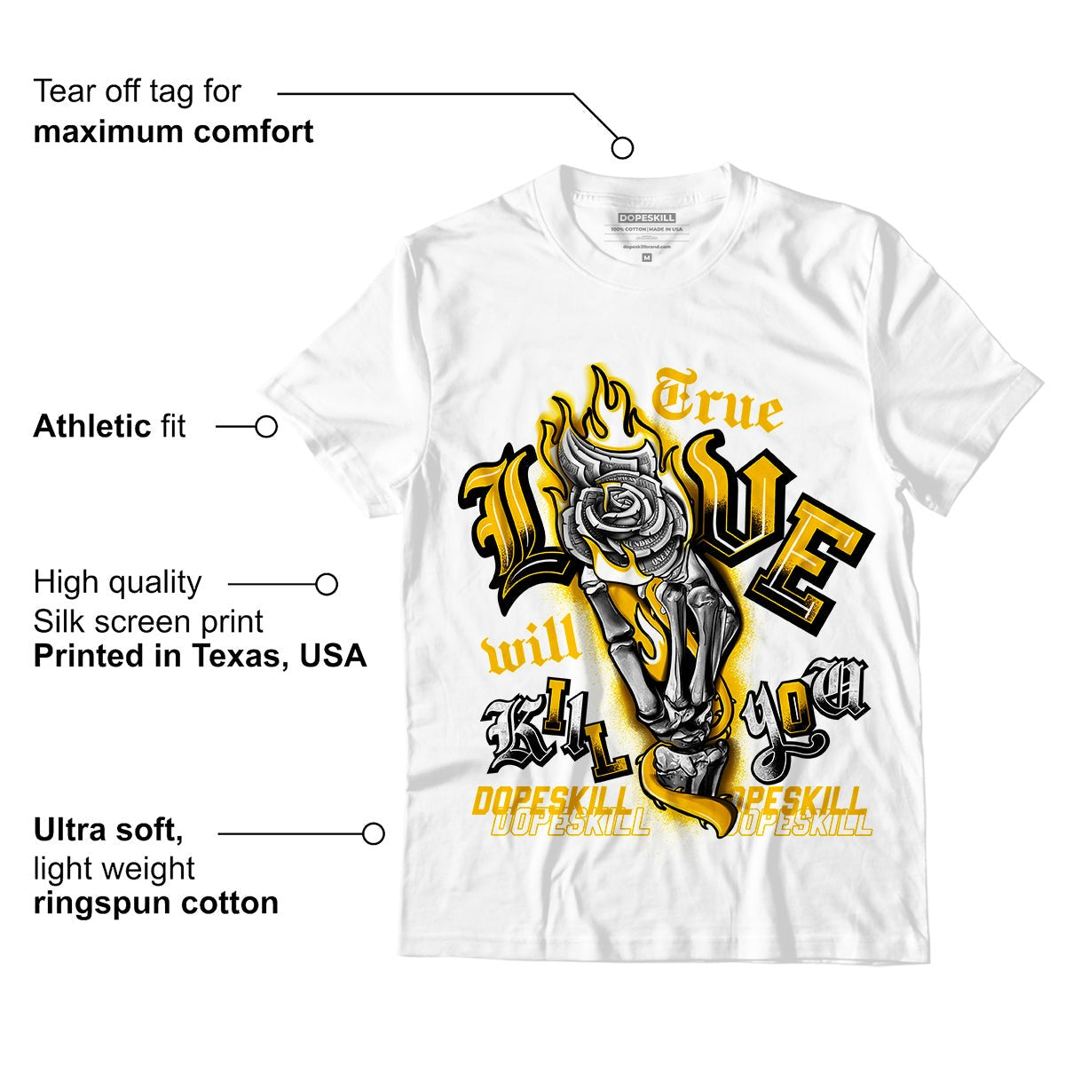 AJ 13 Del Sol DopeSkill T-Shirt True Love Will Kill You Graphic