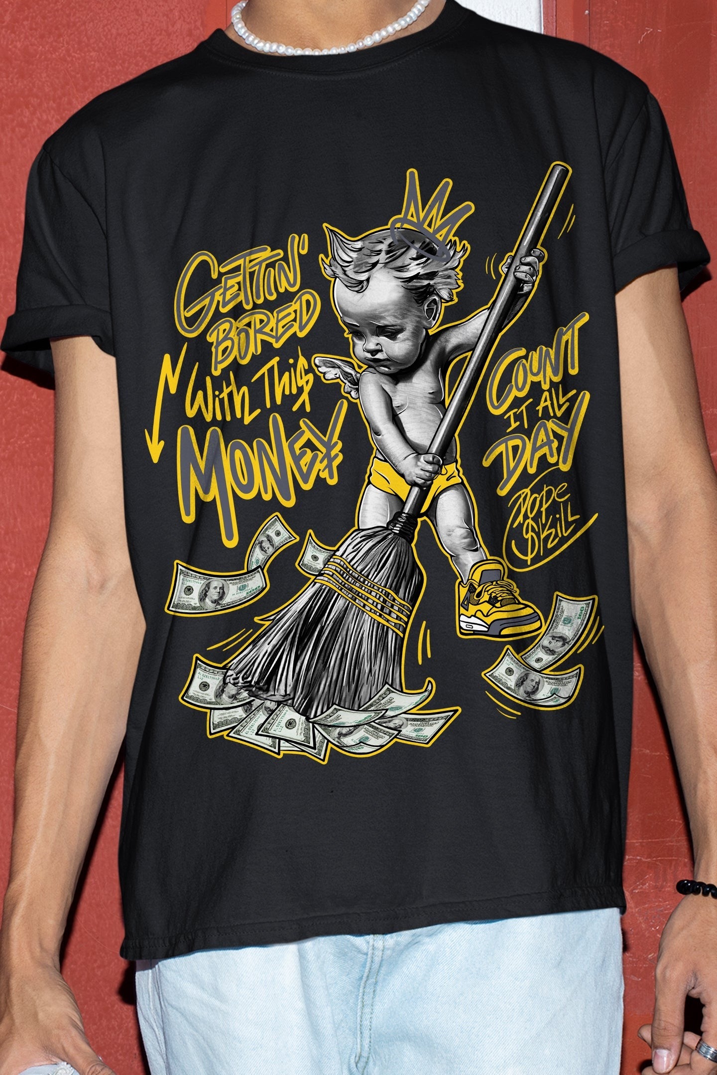 AJ 4 Lightning DopeSkill T-Shirt Gettin Bored With This Money Graphic