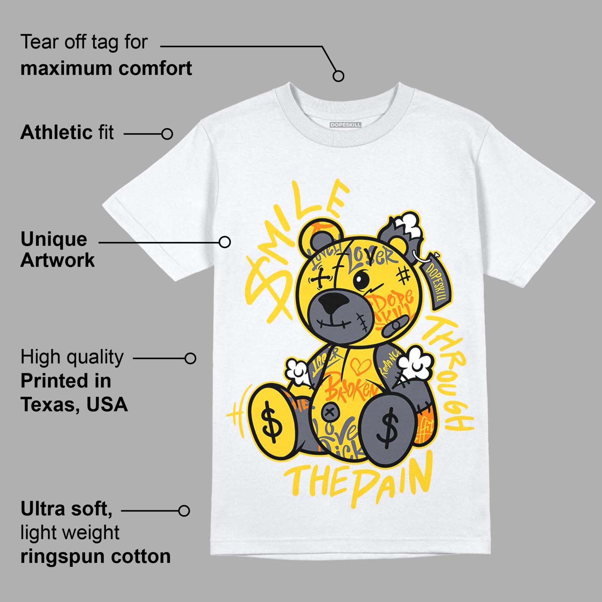 AJ 4 Lightning DopeSkill T-Shirt Smile Through The Pain Graphic