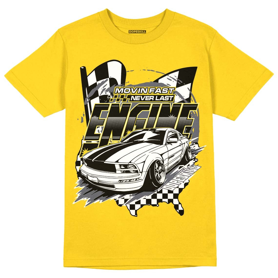 AJ 4 Lightning DopeSkill Tour Yellow T-shirt ENGINE Tshirt Graphic
