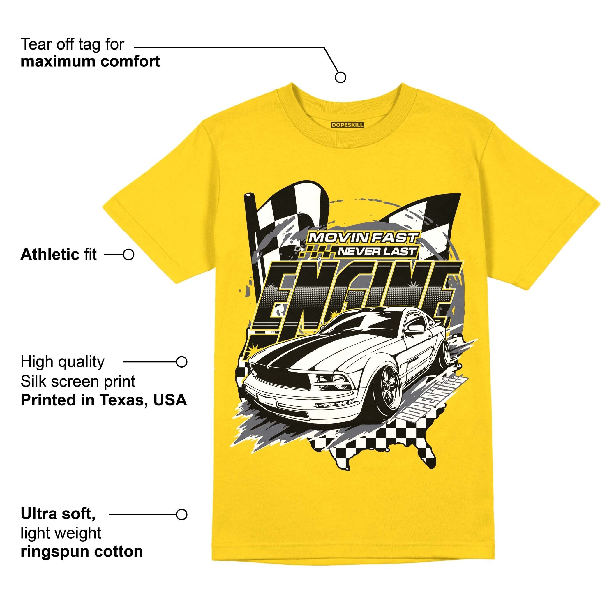 AJ 4 Lightning DopeSkill Tour Yellow T-shirt ENGINE Tshirt Graphic