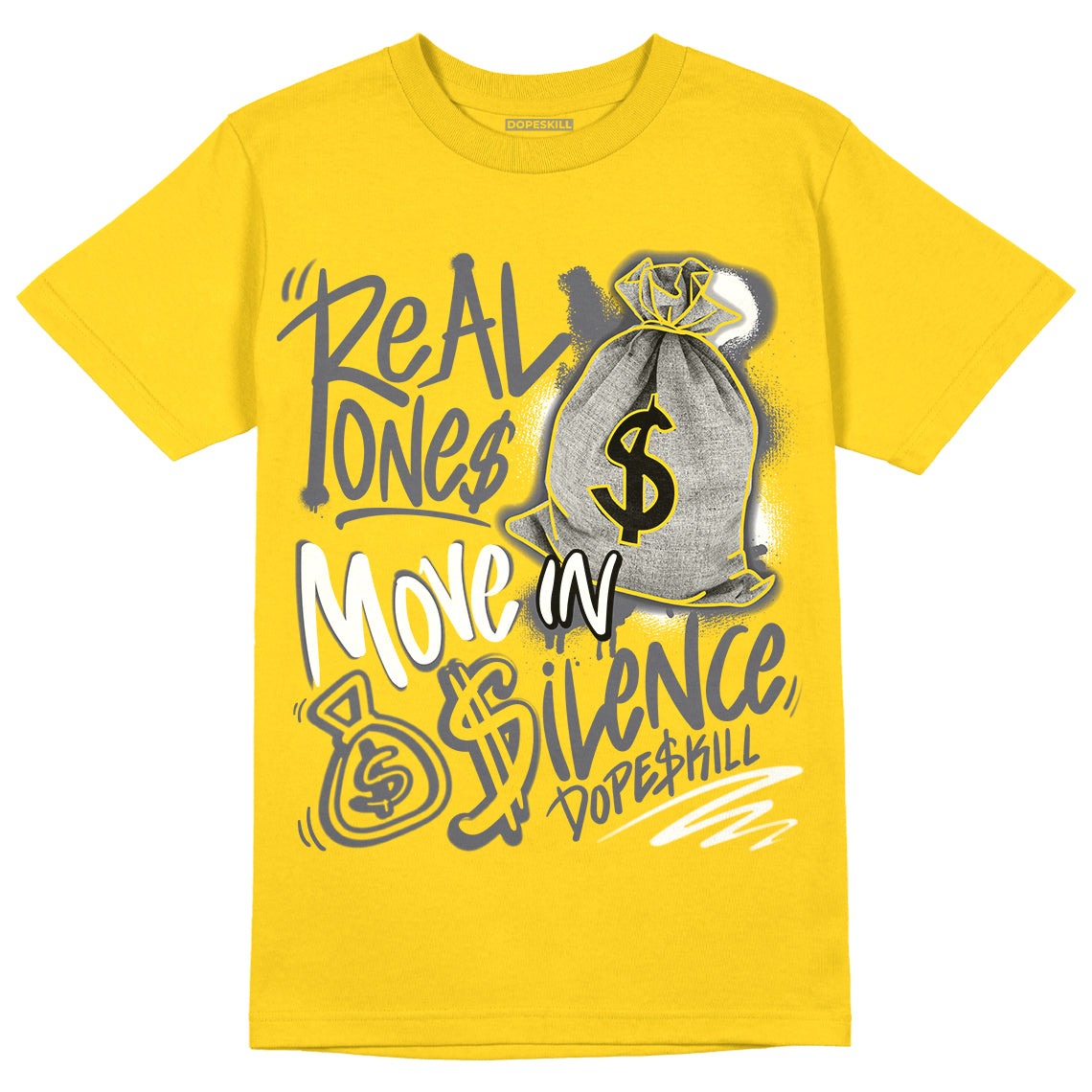 AJ 4 Lightning DopeSkill Tour Yellow T-shirt Real Ones Move In Silence Graphic
