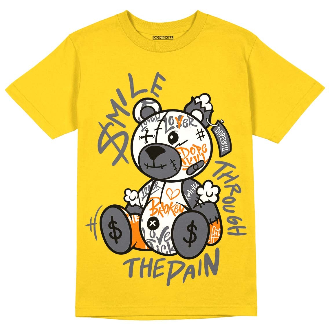 AJ 4 Lightning DopeSkill Tour Yellow T-shirt Smile Through The Pain Graphic