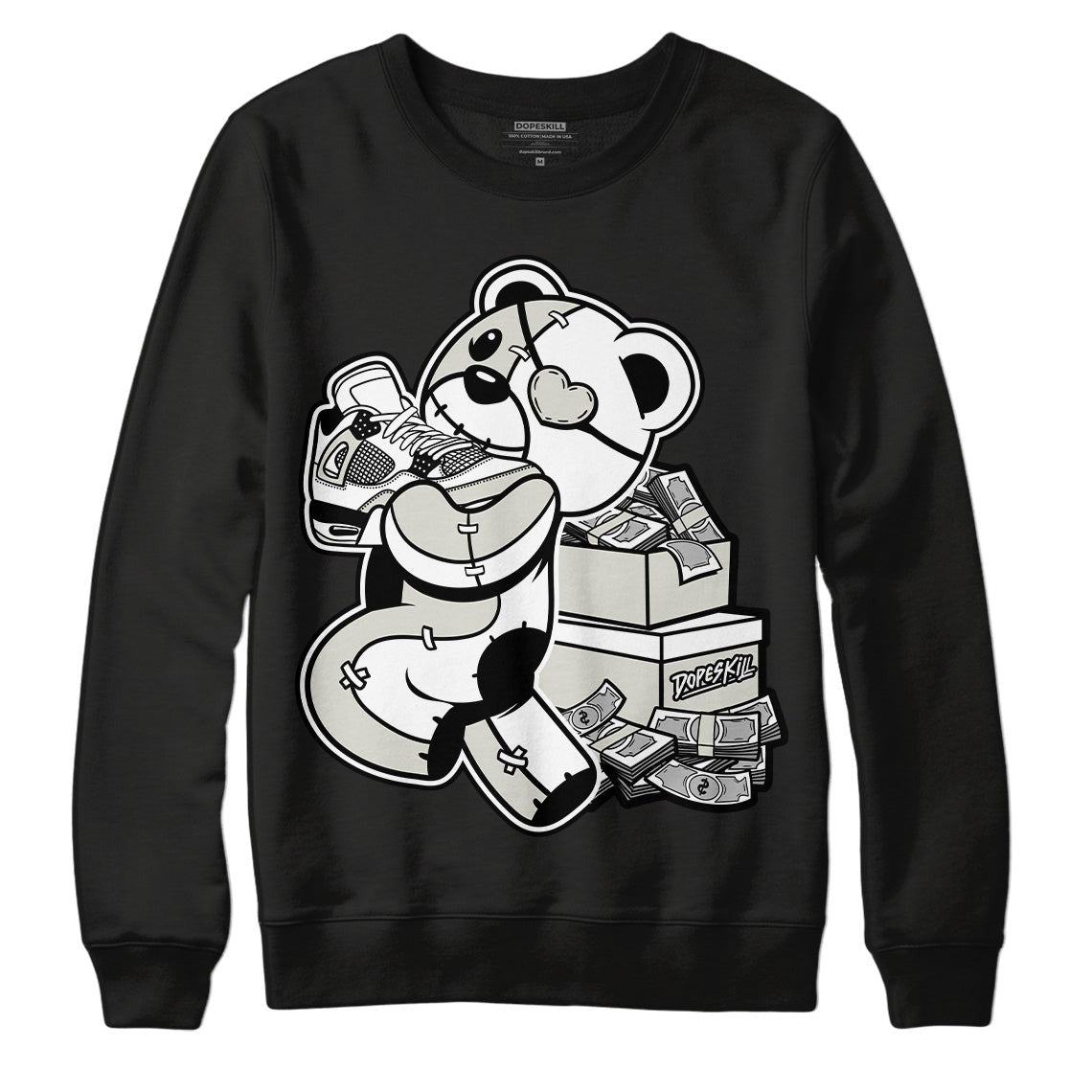 AJ 4 Military Black DopeSkill Sweatshirt Bear Steals Sneaker Graphic