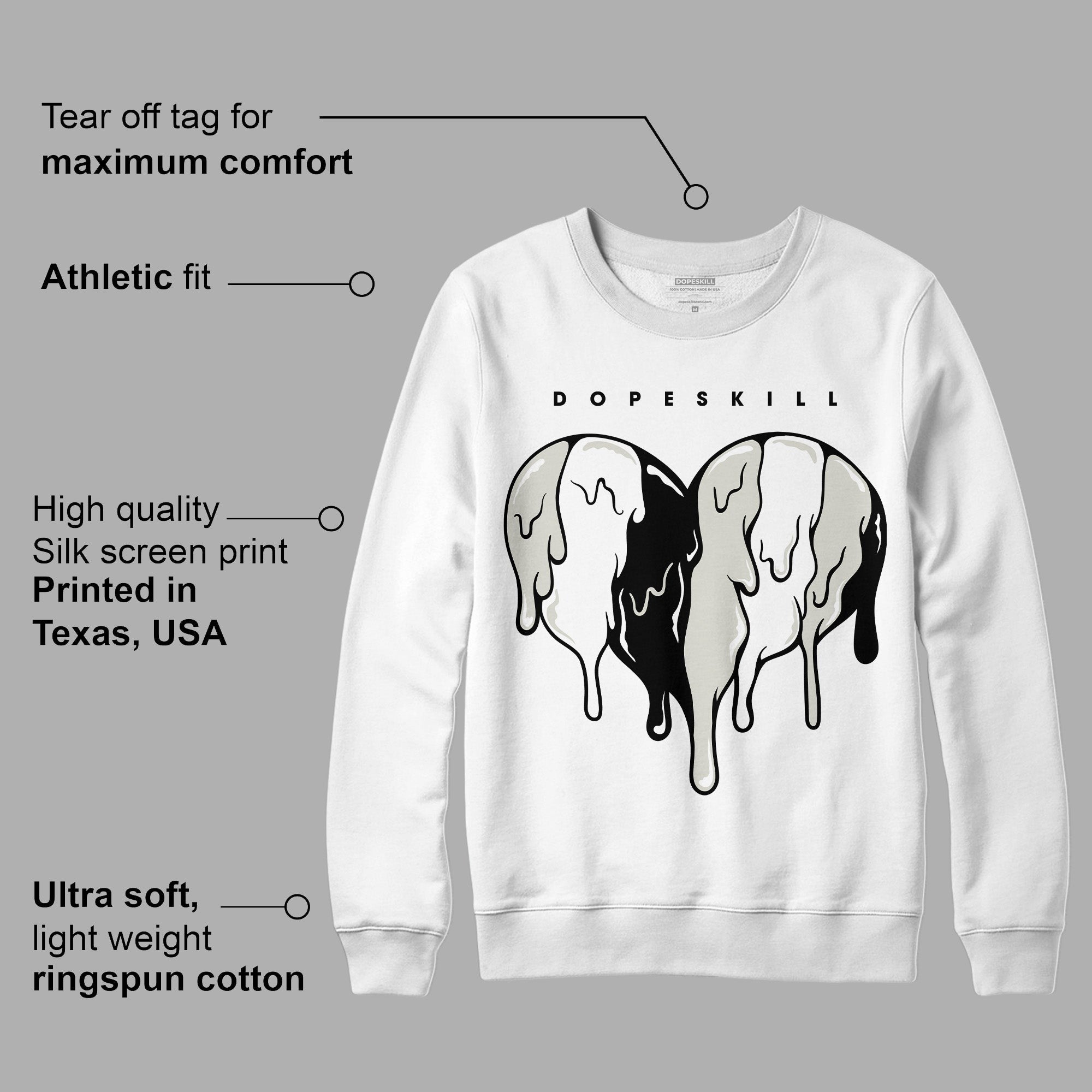 AJ 4 Military Black DopeSkill Sweatshirt Slime Drip Heart Graphic