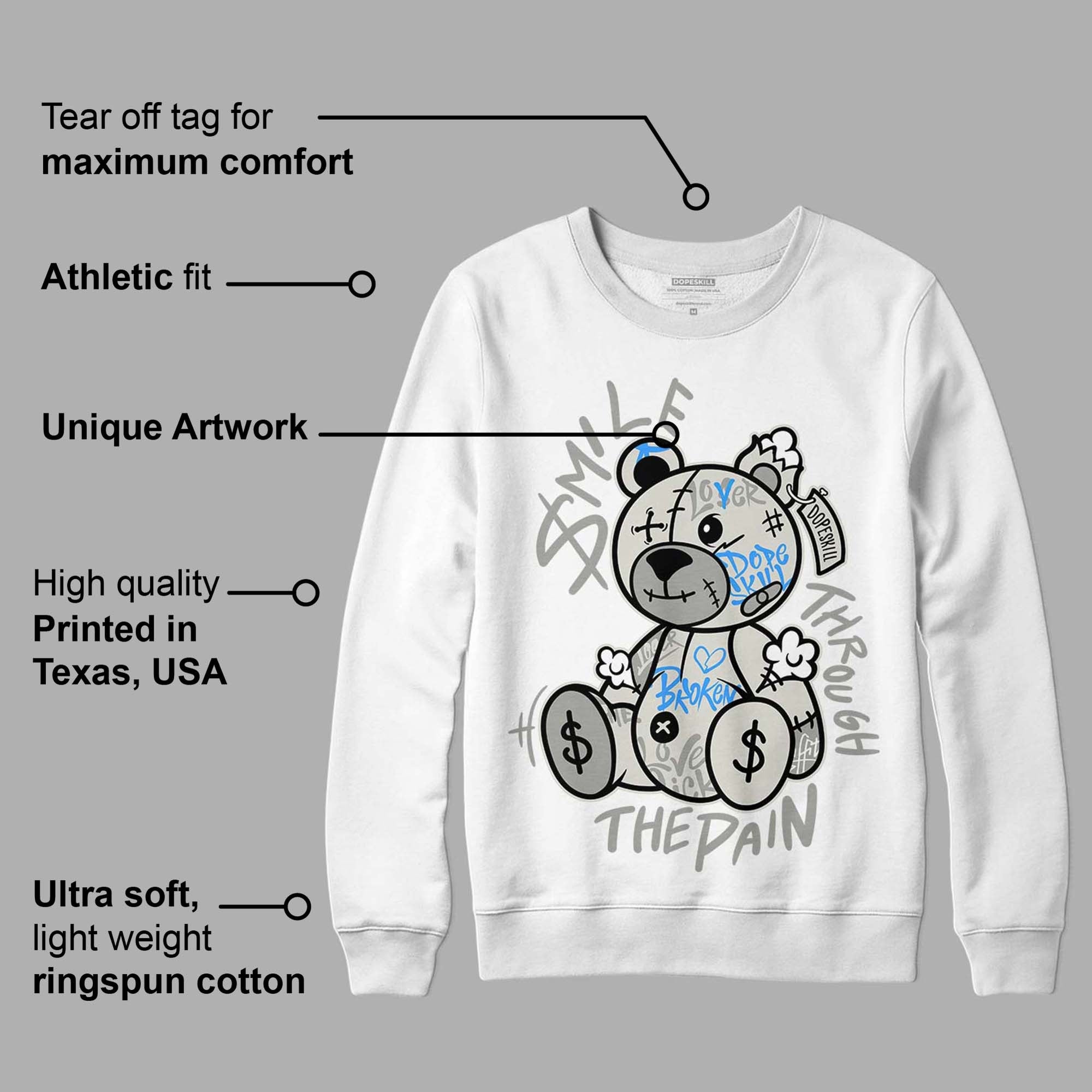 AJ 4 Military Black DopeSkill Sweatshirt Smile Through The Pain Graphic